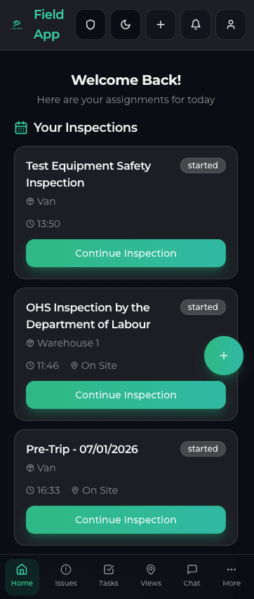 Inspecable field app running on a phone