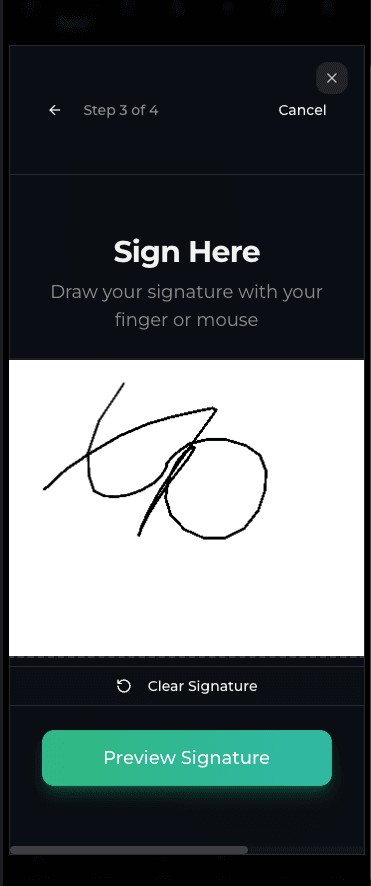 Inspecable digital signature screen